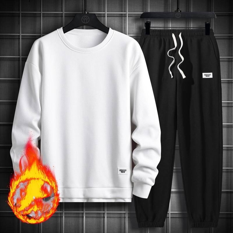 "Men's Trendy Waffle-Knit Sweatsuit Set Relaxed Fit (15 Color Combos) – 100% Polyester M-3XL"_voghion.com