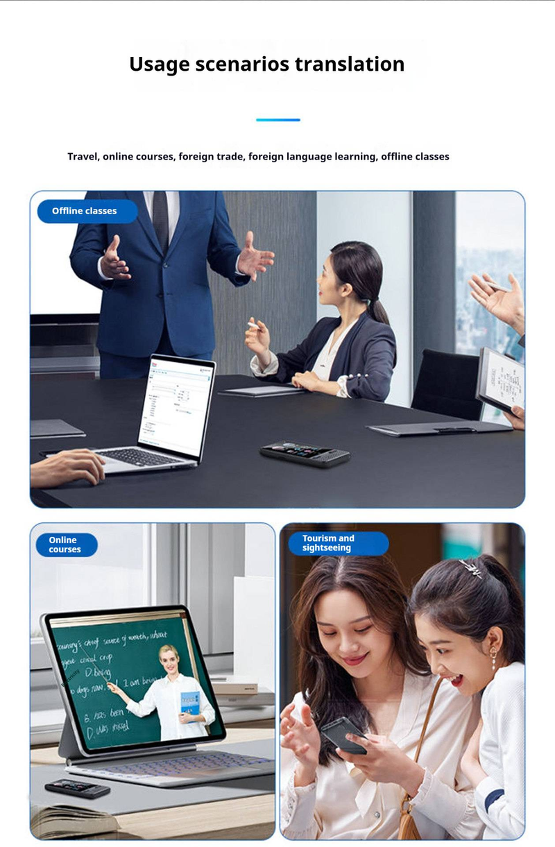 AI Smart Translator - Real-Time 16-Language Voice Translation Device For Business, Travel & Study (Arabic/Asian Languages/Offline Mode)_voghion.com