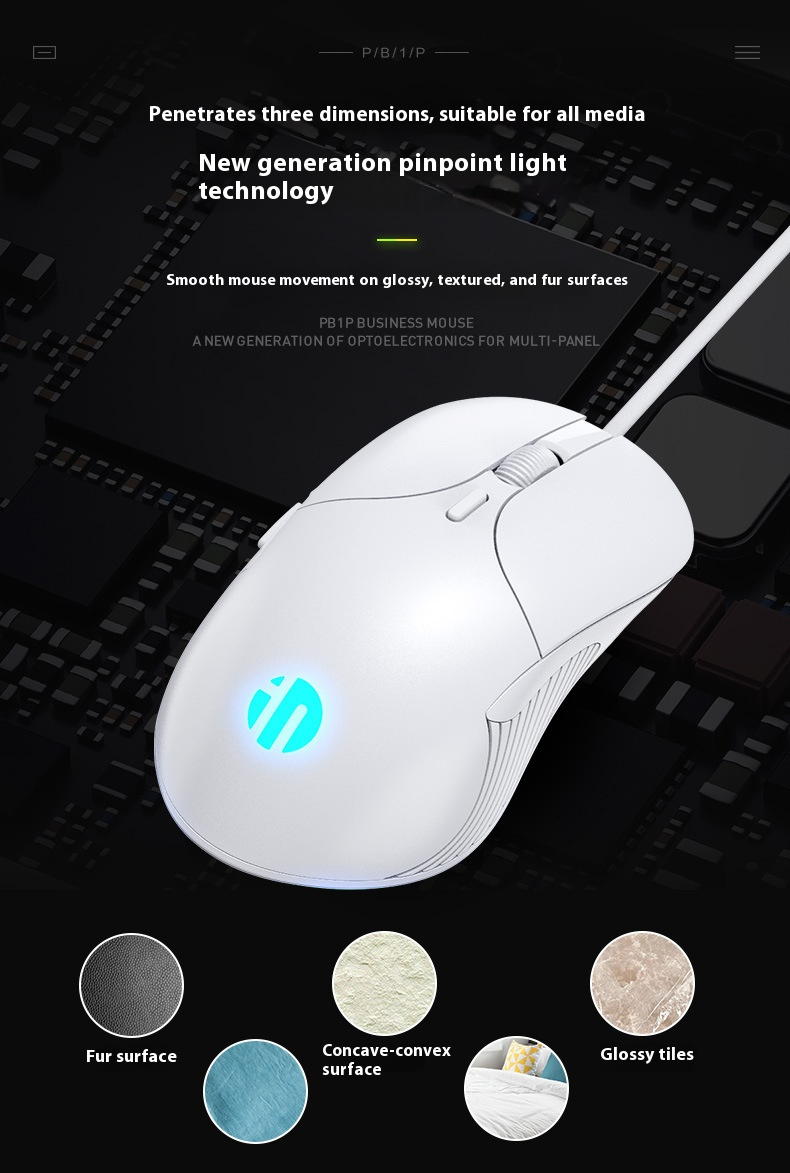 Wired Gaming Mouse – 6 Programmable Buttons, 8800DPI Adjustable, Silent Clicks, RGB Lighting, Large Ergonomic Design (Black/White)_voghion.com