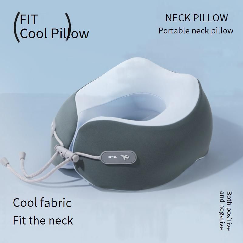 Cooling U-Shaped Travel Neck Pillow With Memory Foam - Breathable Ice Silk Cover For Airplane, Office & Home Use - Lightweight & Portable_voghion.com