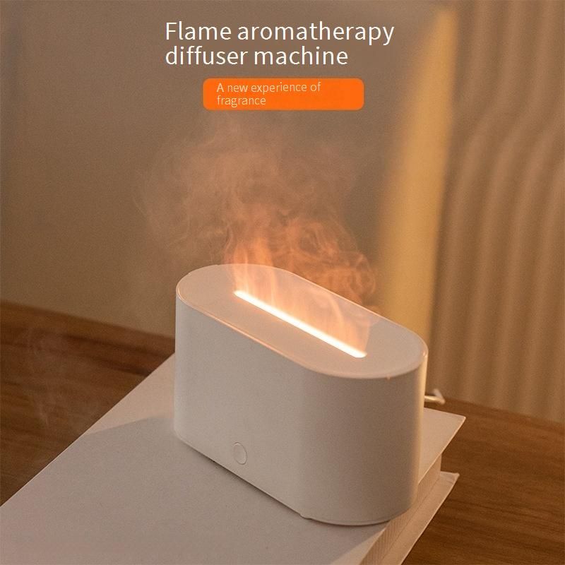 Diffusore di aromi e umidificatore Smart Flame - Mini nebulizzatore di oli essenziali da tavolo a ultrasuoni con effetto fiamma a LED tremolante, funzionamento silenzioso_voghion.com