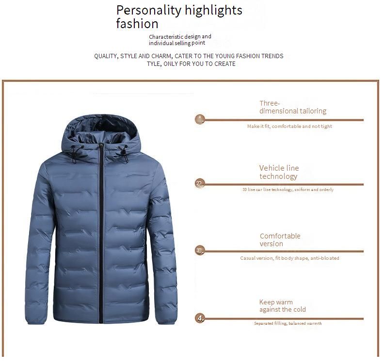 Winter-Steppjacke mit Kapuze für Herren und Damen – Entendaunen mit 600er Füllkraft, wasserabweisend, leichter und warmer Mantel für Outdoor-Aktivitäten_voghion.com
