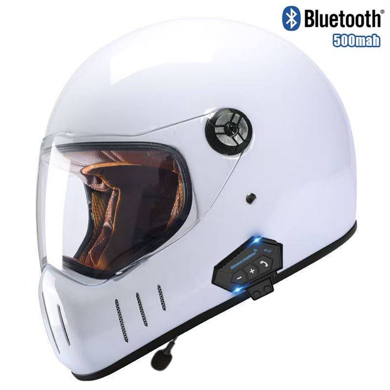 3C-Certified Retro Full-Face Motorcycle Helmet With Bluetooth – Classic Cruiser Helmet For Men & Women (Matte Black, Gloss Black, Titanium Grey)_voghion.com