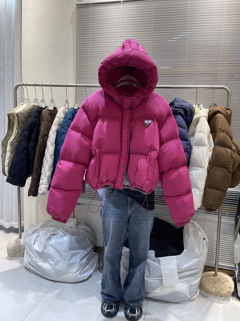 "Korean Style Short Puffer Jacket For Women - Hooded Winter Coat With Duck Down Filling, Candy Colors & Thickened Insulation_voghion.com