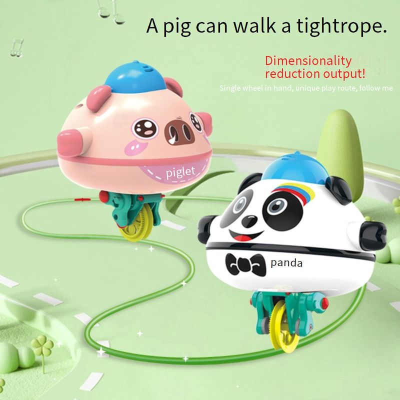 Self-Balancing Piggy & Panda Robot Toy – STEM Educational Gyroscope Walking Tightrope Fun For Kids (Battery Options Available)_voghion.com
