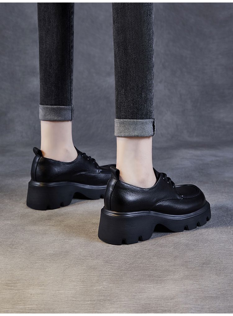 Echte Loafer Für Damen, Neuer Frühlings- Und Herbststil, Lässige Einzelschuhe Aus Rindsleder Der Ersten Schicht, Dicke Sohle Zum Pendeln_voghion.com