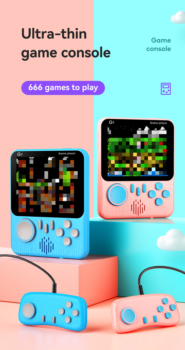 Handheld Gaming Console Ultra-Thin G7 Retro Portable Game Console with 666 Classic Games, HD Color Screen, FC Game Cartridge Console_voghion.com
