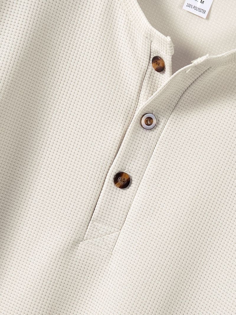 Henley-Shirt aus Waffelstrick für Herren – Thermopullover mit langen Ärmeln und Knopfleiste (S–XXXL, Erdtöne und Neutraltöne, atmungsaktive Polyestermischung)_voghion.com