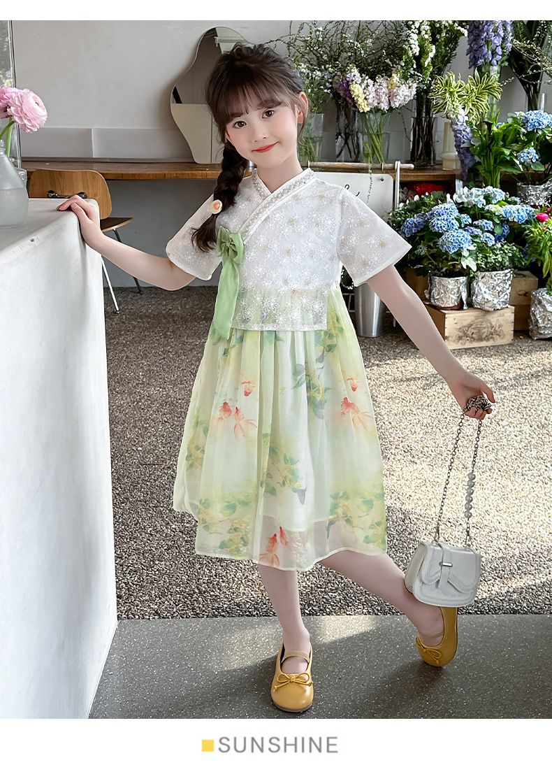 Gonna Cheongsam originale e calda per ragazze, abito estivo, nuovo stile, abito Hanfu in stile cinese, gonna floreale per bambine, celebrità di Internet_voghion.com