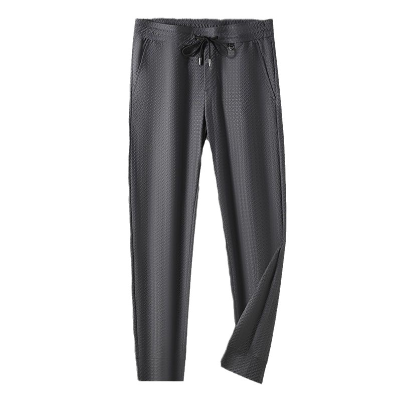 Pantaloni sport casual pentru bărbați, cu uscare rapidă, ușori și de lux, de vară, subțiri, din mătase de gheață, cu grilă Thousand Bird, pentru sport, Slim Fit_voghion.com