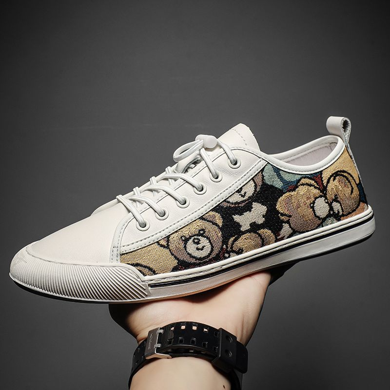 Nova tendência versátil baixo top board estudante sola macia couro genuíno preto sapatos casuais_voghion.com