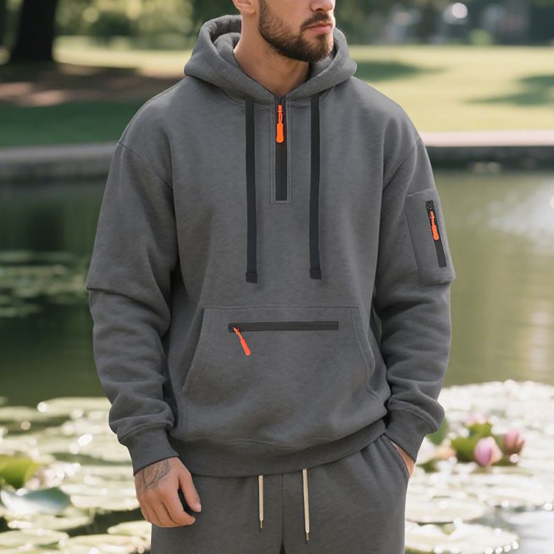 Herren Fleece-Kapuzenpullover – Warmer Winterpullover, Oversize-Passform, Lässige Streetwear (Schwarz, Weiß, Marineblau, Khaki, Grau) – M-XXXL_voghion.com