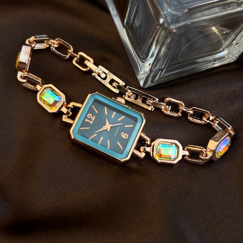 New Color Square Fire Diamond Set Simple Niche Light Luxury Ladies Quartz Watch Work Daily Birthday Anniversary Valentine's Day Gift_voghion.com