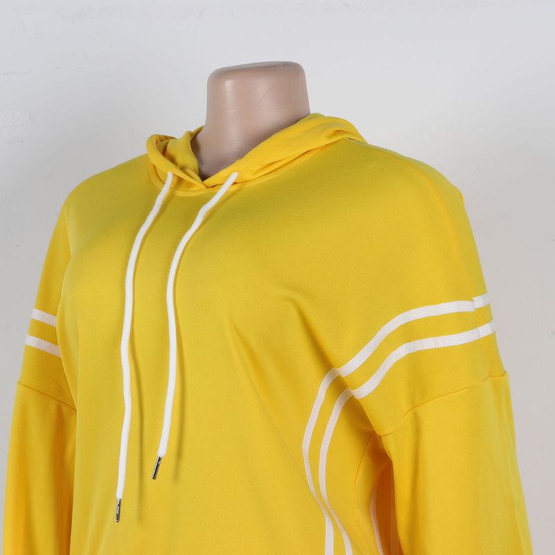 Damenbekleidung Zweiteiliges Set mit Kapuzenpullover mit Bandnähten_voghion.com