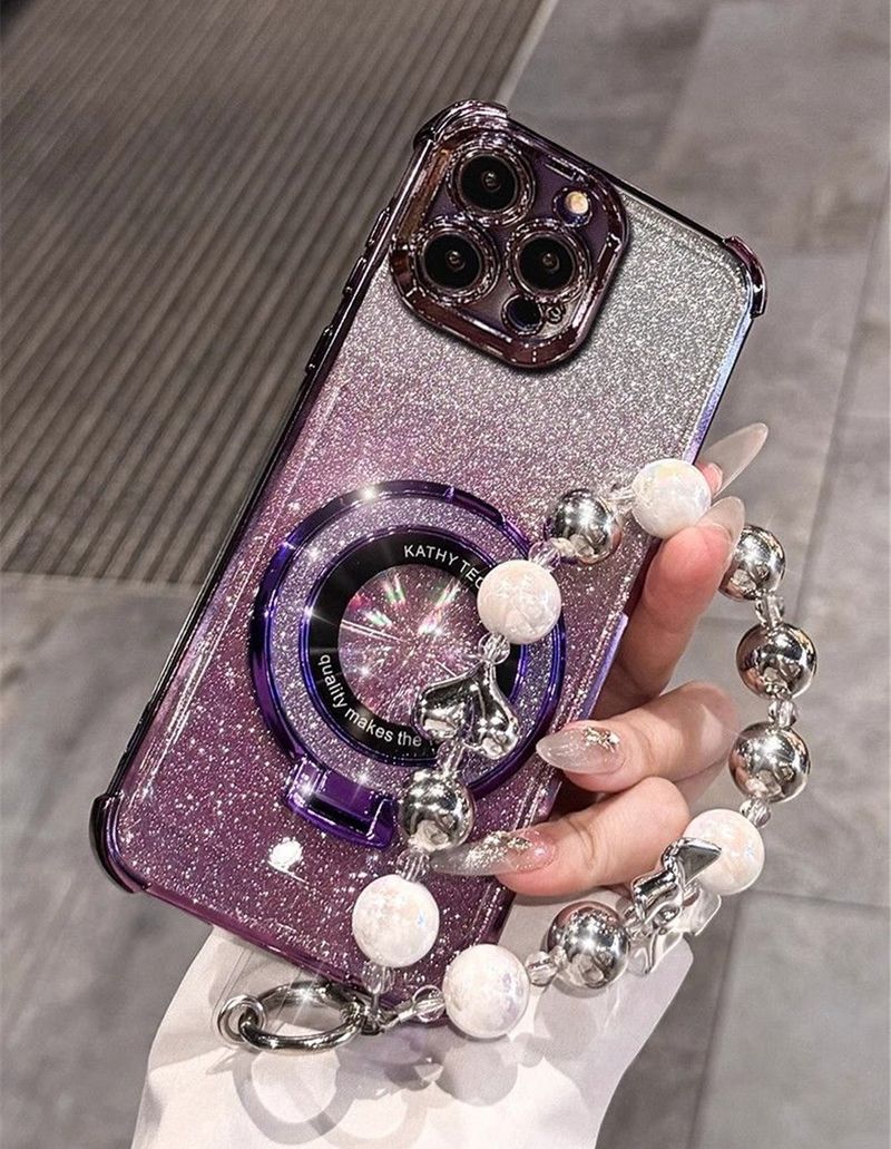 Luxury Bead Bracelet Ring Shockproof Case For Huawei Nova 13 Pro 12 11 10 9 8 7 6 5 Pro SE Silicone Glitter Stand Holder Cover_voghion.com