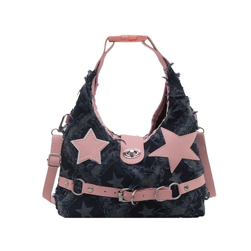 Borsa a tracolla con catena in denim casual, stile trendy, stile sexy, stile 2025, per donna_voghion.com