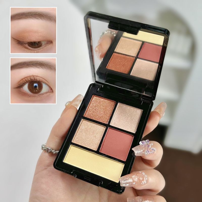 Fard à paupières exclusif de haut niveau 5 couleurs mat fin flash poudre haute brillance blush affichage couleur assiette quotidienne pour filles_voghion.com