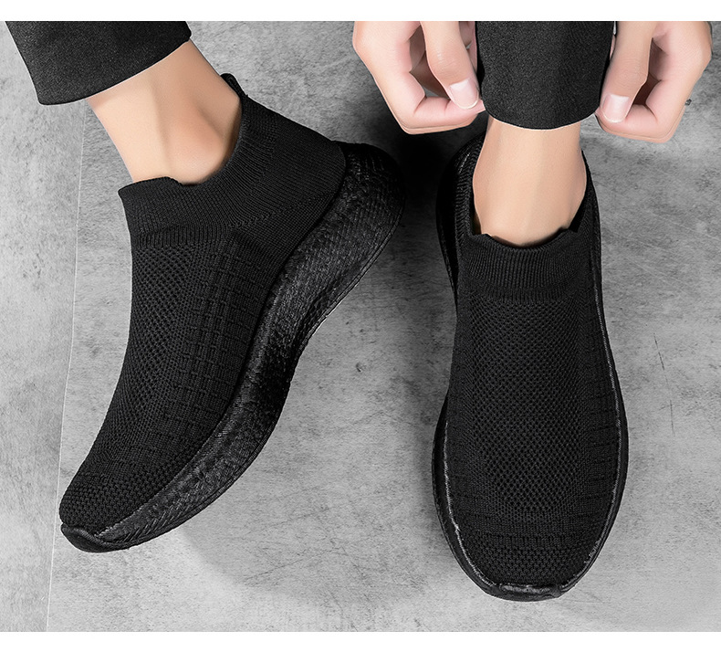 Popcorn con suola morbida, sensazione di calpestio da uomo, ammortizzante, senza lacci, calzini sportivi di grandi dimensioni, slip-on, senza lacci, scarpe traspiranti_voghion.com