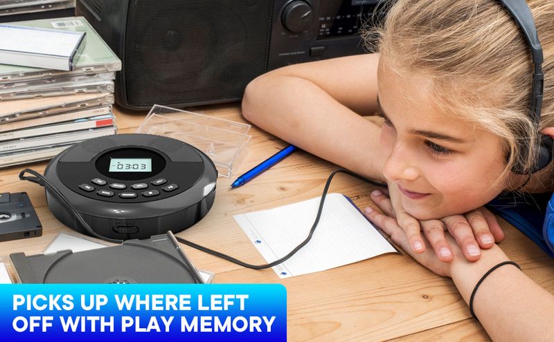 Portable CD Player MP3 Music Album CD Walkman USB Bluetooth CD Player Dual Speaker Asian_voghion.com
