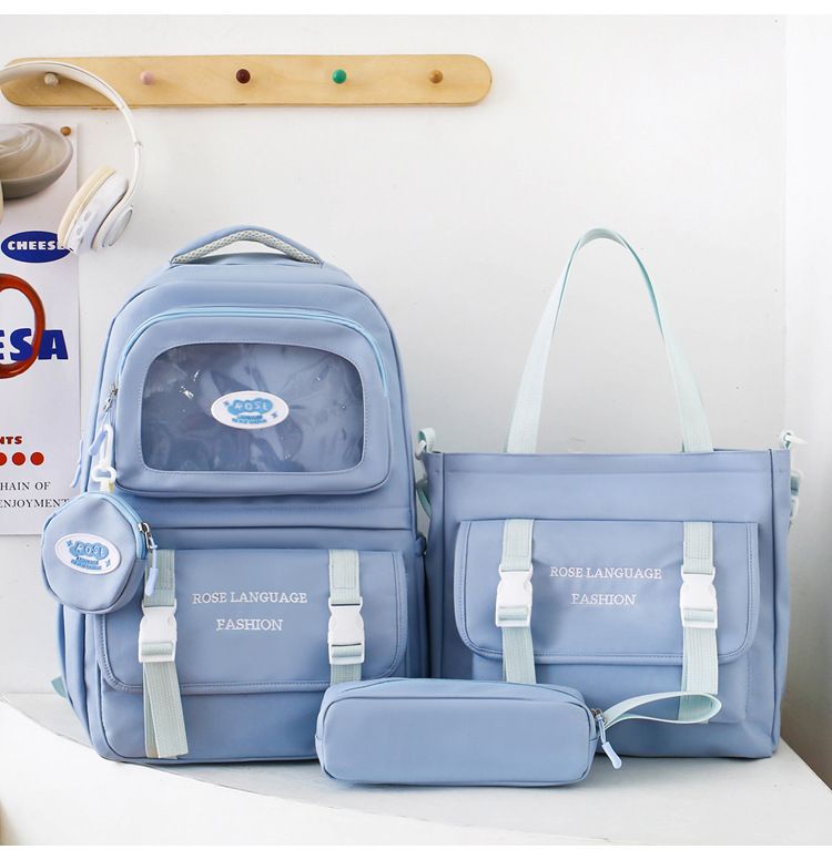 Set di zaini per bambini - Zaino scolastico da 3 pezzi per ragazzi e ragazze, zaino leggero in nylon con spallacci ergonomici, graziosa stampa di lettere_voghion.com