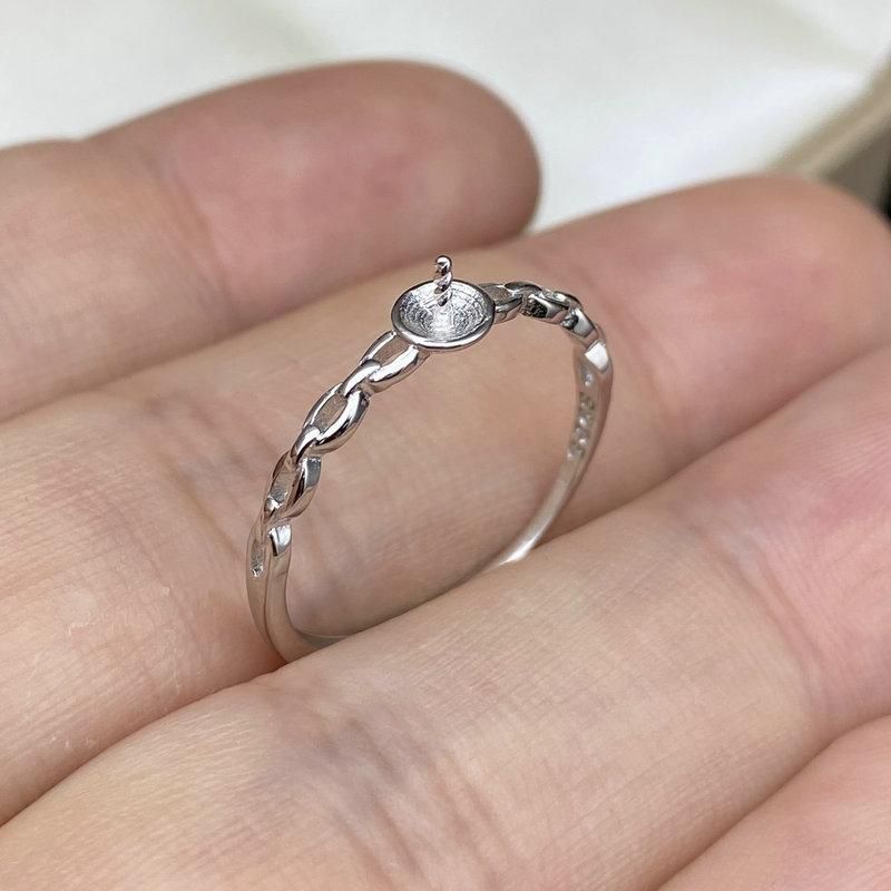 Incastonatura di perle in argento Sterling S Accessorio Ambra Giada Anello in argento Catena cubana regolabile_voghion.com