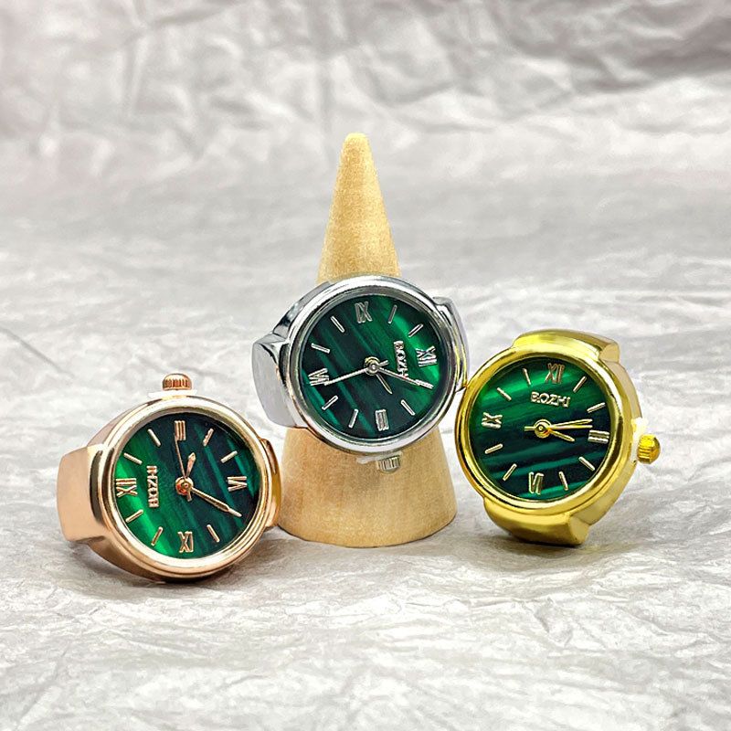 Anello al quarzo verde mini alla moda per donna uomo coppia orologio digitale elastico da dito anelli punk gioielli orologio adolescenti_voghion.com