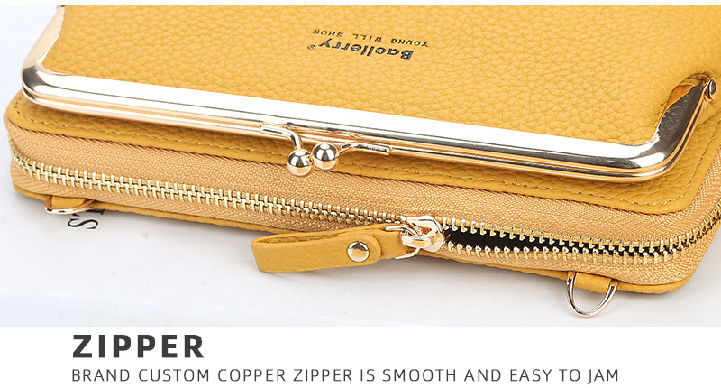Women's Bags Women's Wallet New Version Of Lychee Pattern Large Capacity Crossbody Fashionable Zipper Horizontal Mobile Phone Bag_voghion.com