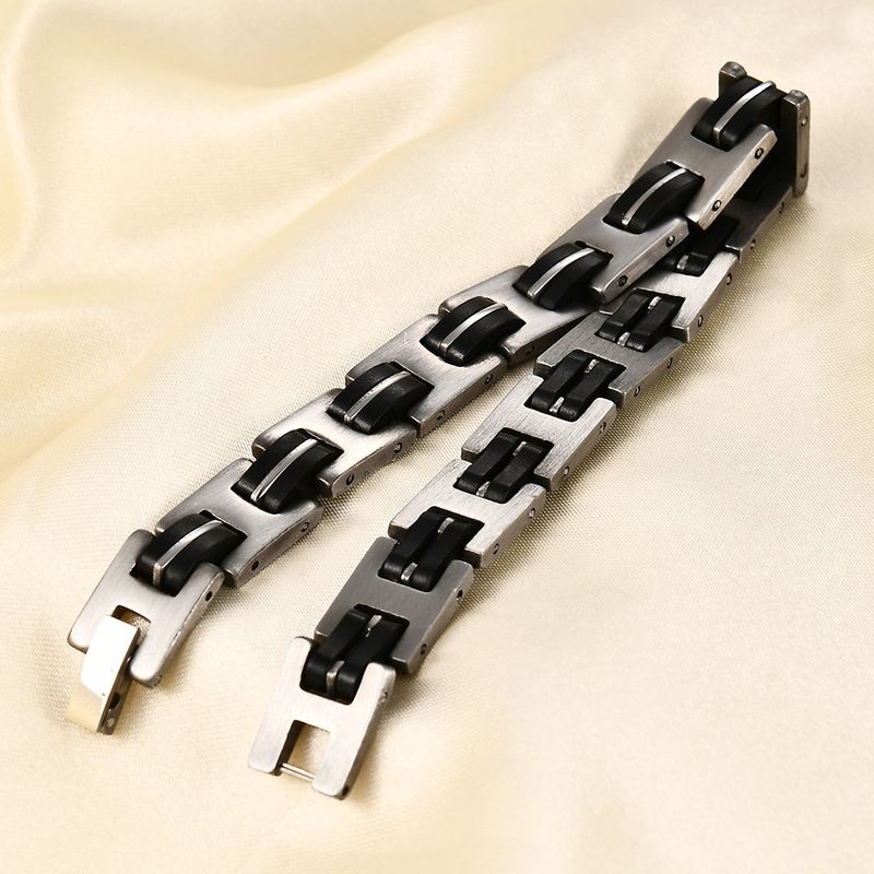 Women's Jewelry Fashion Stainless Steel Bracelet Punk Multi Layer Simple Versatile Silicone Bracelet_voghion.com