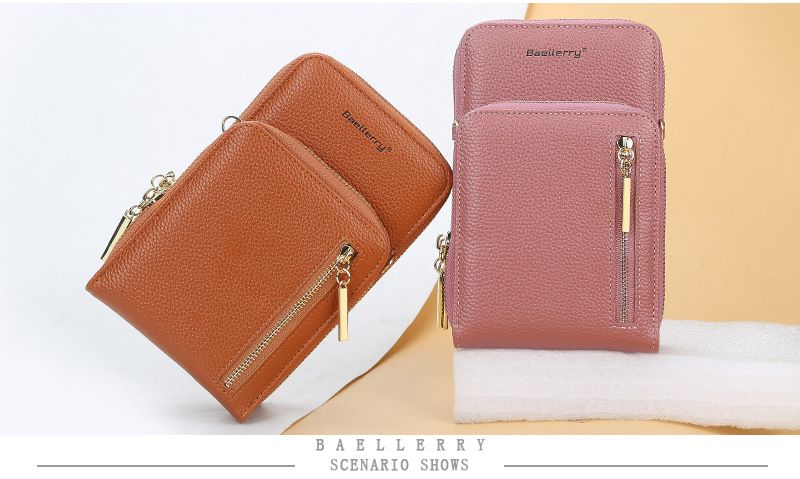 Shoulder Bag Fashionable and Versatile Zipper Vertical Double-layer Mobile Phone Bag Anti-theft Small Square Bag for Shopping and Dating Baellerry_voghion.com