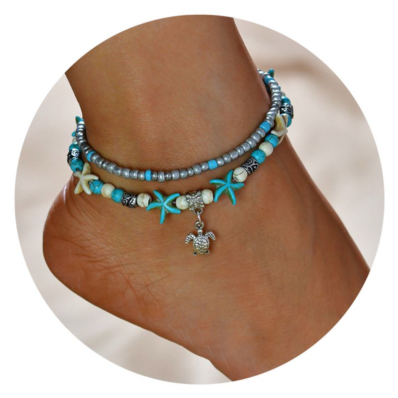 Bohemian Ocean Animal Beaded Turquoise Ethnic Style Anklet For Women_voghion.com