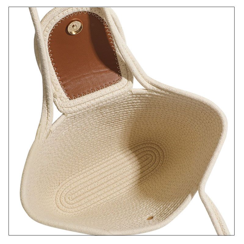 Borsa da spiaggia a spalla singola in corda di cotone intrecciata in erba da donna estiva 2024_voghion.com
