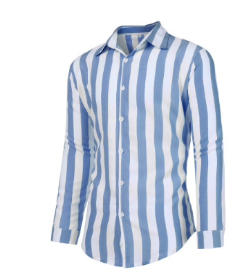Camicia da uomo a maniche lunghe, ampia, elastica, casual, a righe, stampata, in lino, casual, da uomo_voghion.com