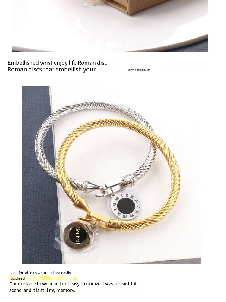 Lettere inglesi fibbia a ferro di cavallo bracciale in acciaio inossidabile numero femminile in acciaio al titanio tag romano gioielli_voghion.com