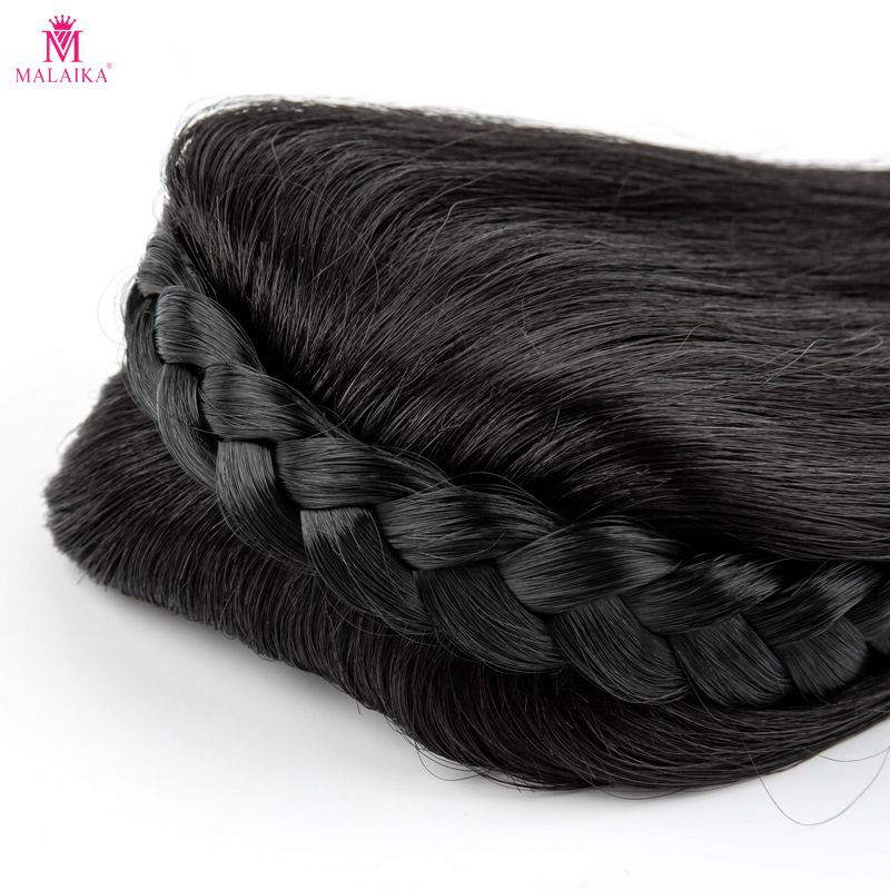Women Twist Braid Headband Straight Hairpieces Human Hair Clip In Topper Hair Extensions With Bangs Natural Black Natural Black And Brown_voghion.com
