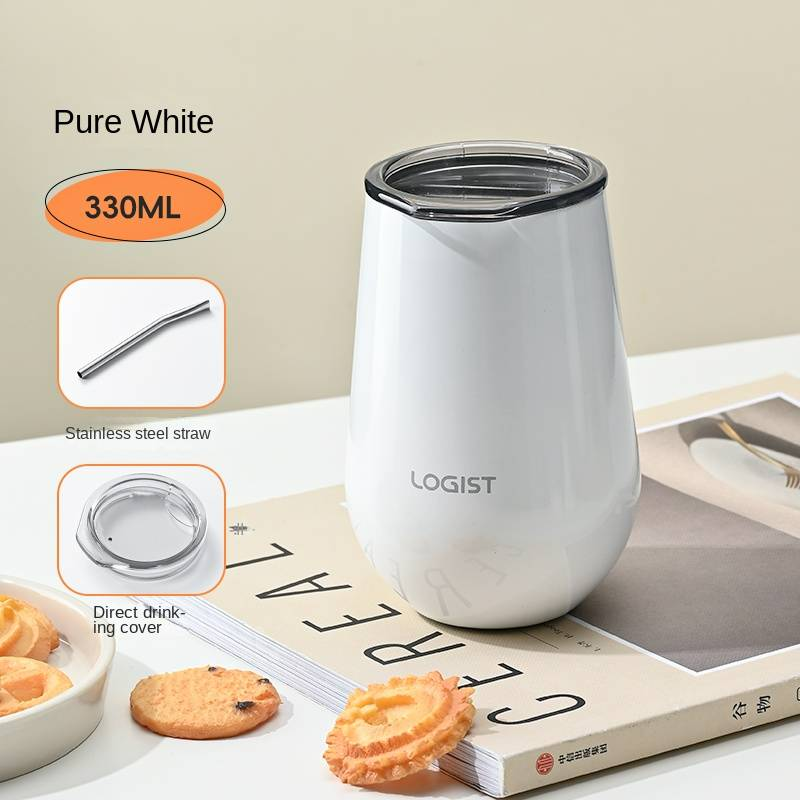 Bottiglia d'acqua isolata in acciaio inossidabile di alta qualità da 330 ml per ufficio/casa - Bicchiere da caffè e tè resistente con cannuccia_voghion.com