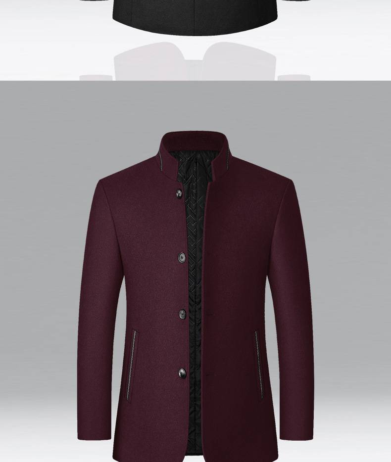 Men's Autumn And Winter Woolen Jacket Stand Collar Coat Middle-aged Men's Father Woolen Coat_voghion.com