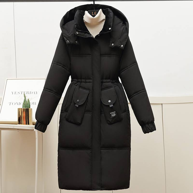 Women's Clothing winter coats cotton jacket winter new women's fashion long over the knee drawstring waist Russian coat_voghion.com