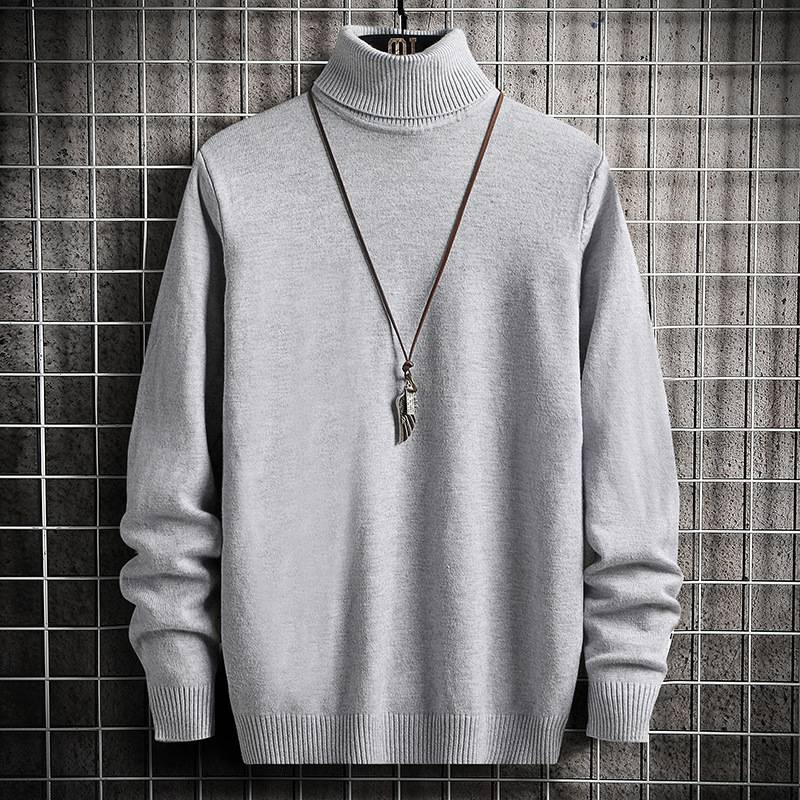 Abbigliamento maschile Autunno e inverno Collo alto Collo mezzo alto Slim Fit Plus Velluto Spesso Caldo Intimo Maglia Base Maglione di lana_voghion.com