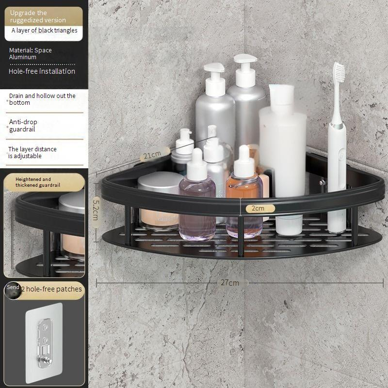 No-Drill Wall Mounted Bathroom Organizer Waterproof Shelf For Shower Toilet Vanity Adhesive Storage Rack For Towels Cosmetics Toiletries_voghion.com