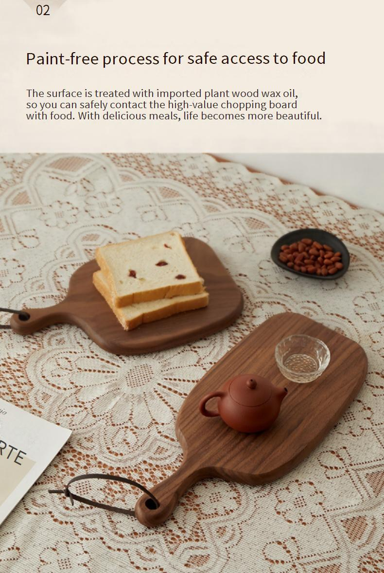Schneidebrett aus schwarzem Walnussholz – Schneidebrett aus Vollholz im japanischen Stil für Steak, Obst und Brot (kleines Serviertablett für die Küche)_voghion.com