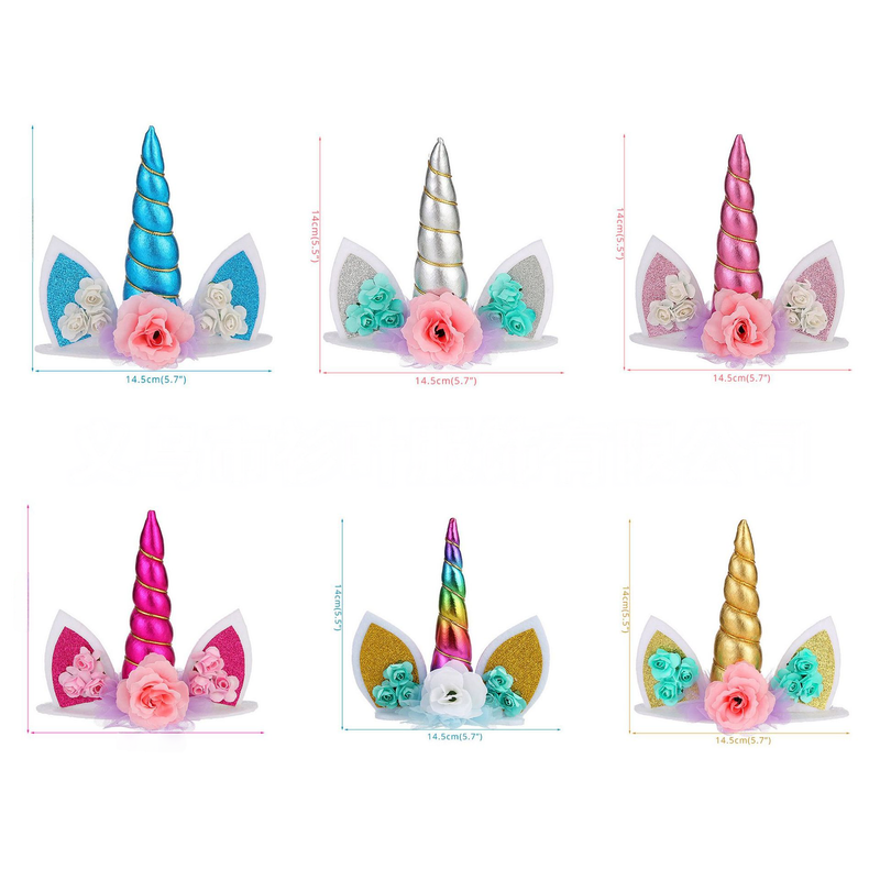 Cerchietto per capelli con unicorno incantato per bambine – Accessorio scintillante per capelli per feste di compleanno con motivo floreale e decorazione per torta_voghion.com