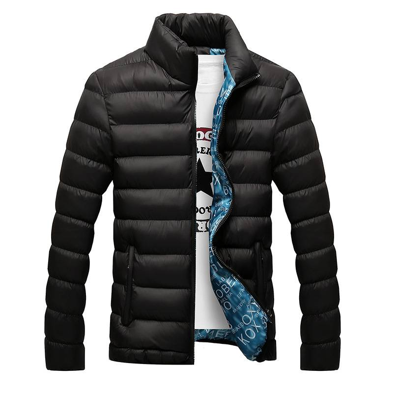 Chaqueta acolchada de algodón de corte entallado para hombre, estilo urbano, cuello alto, abrigo de invierno para jóvenes, azul marino, negro, burdeos y azul cielo (M-6XL)_voghion.com