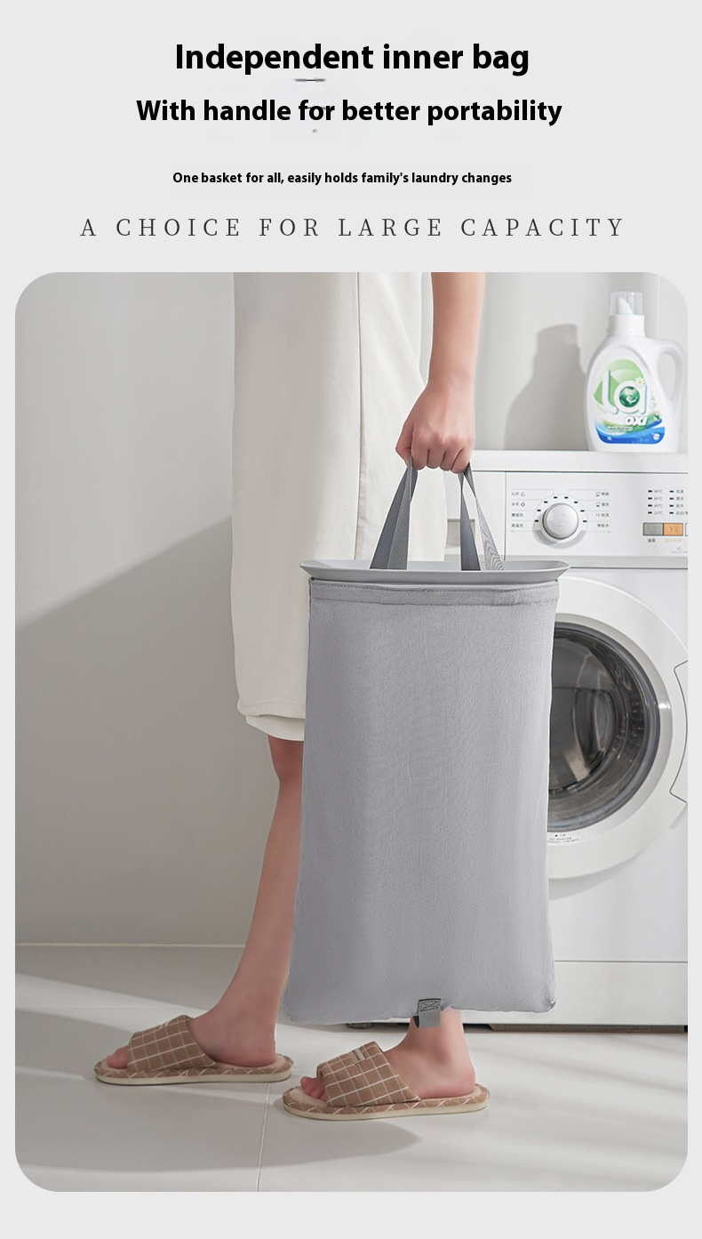 Cesto de roupa dobrável de plástico com alças, cesto de armazenamento de roupas respirável de 50L/90L para quarto e banheiro – design moderno que economiza espaço_voghion.com