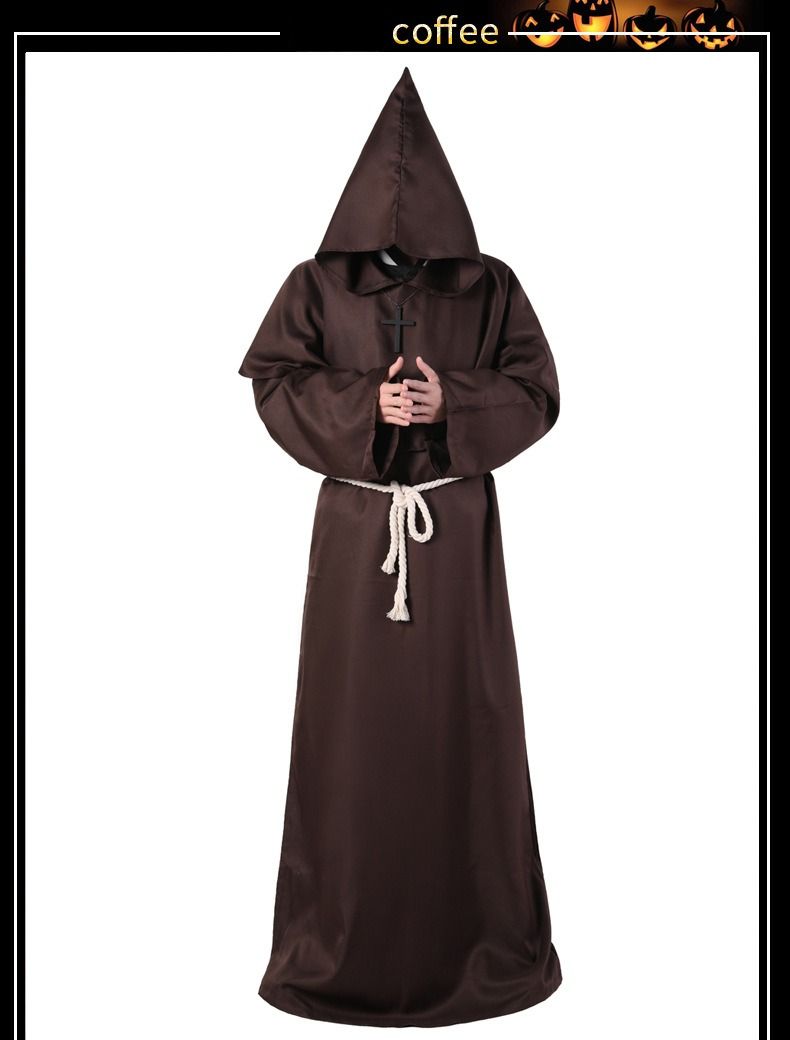 Halloween Cosplay Costume Medieval Monk Costume Monk Robe Wizard Costume Priest Costume COS Costume Stage Costume_voghion.com