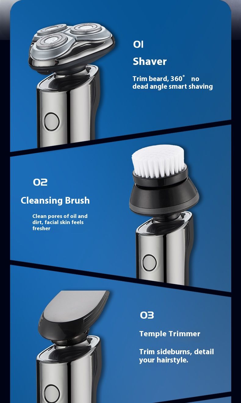 Multi-Grooming Electric Shaver For Men – 3D Floating Heads, 80-Min Runtime, USB Charging, Waterproof & All-in-One Kit (LED Display)_voghion.com