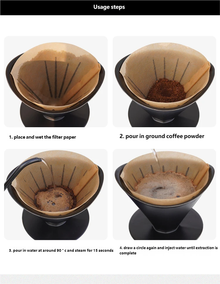 Hand-brewed Coffee Filter Paper, Conical Wood Pulp V60 Funnel Americano Drip Filter Paper_voghion.com