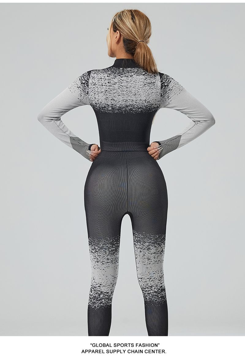 New Gradient Yoga Women's High-End Dopamine Moisture-Wicking High-Elastic Seamless Sports Suit_voghion.com