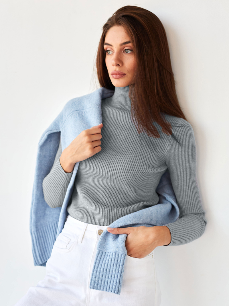 Women's Turtle Neck Knitted Bottoming Shirt Autumn Knitted Sweater Turtleneck Pullover Woman_voghion.com