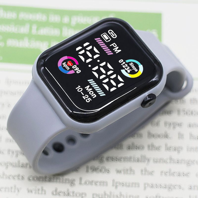 Neue Student Sports High-Look Nicht-Smart Running Leuchtende kleine quadratische elektronische Uhr_voghion.com