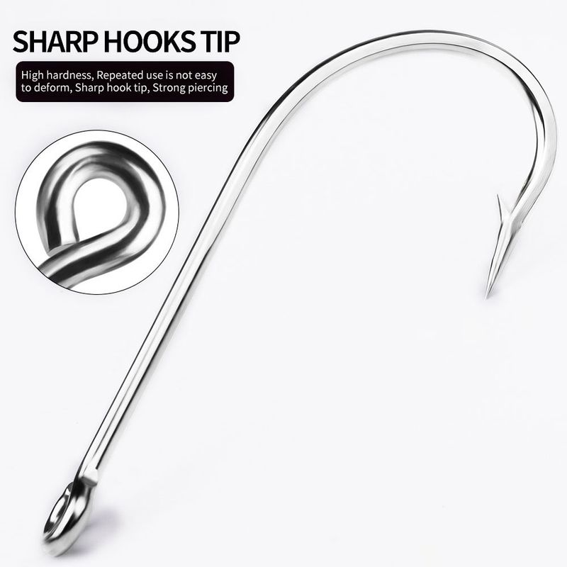 Stainless Steel Lure Soft Sea Fishing Seahorse Tube Long Handle With Ring Live Bait Single Hook 20pcs/box_voghion.com
